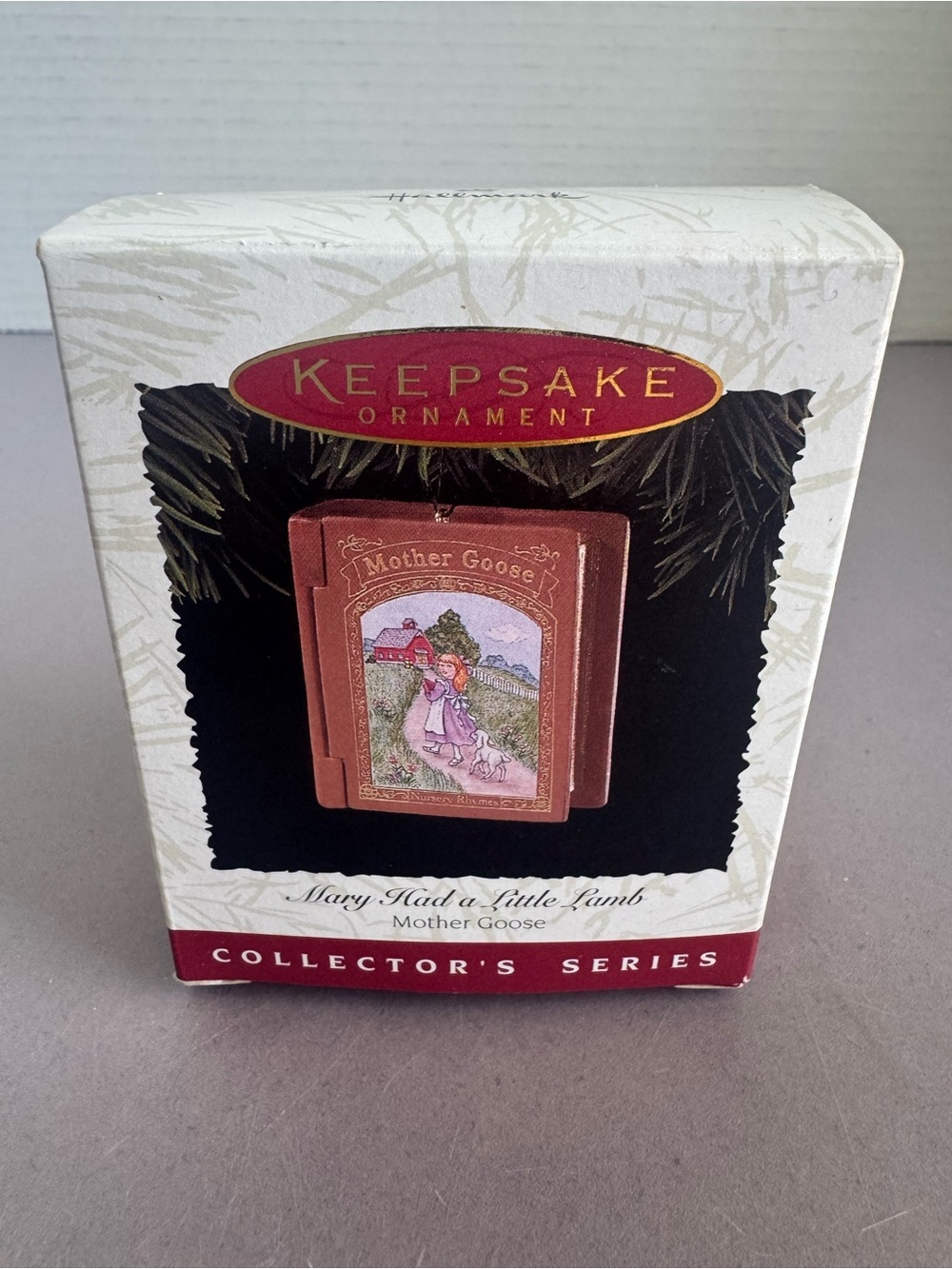 Keepsake Ornament "Mother Goose - Mary Had a Little Lamb" - Red/Burgundy